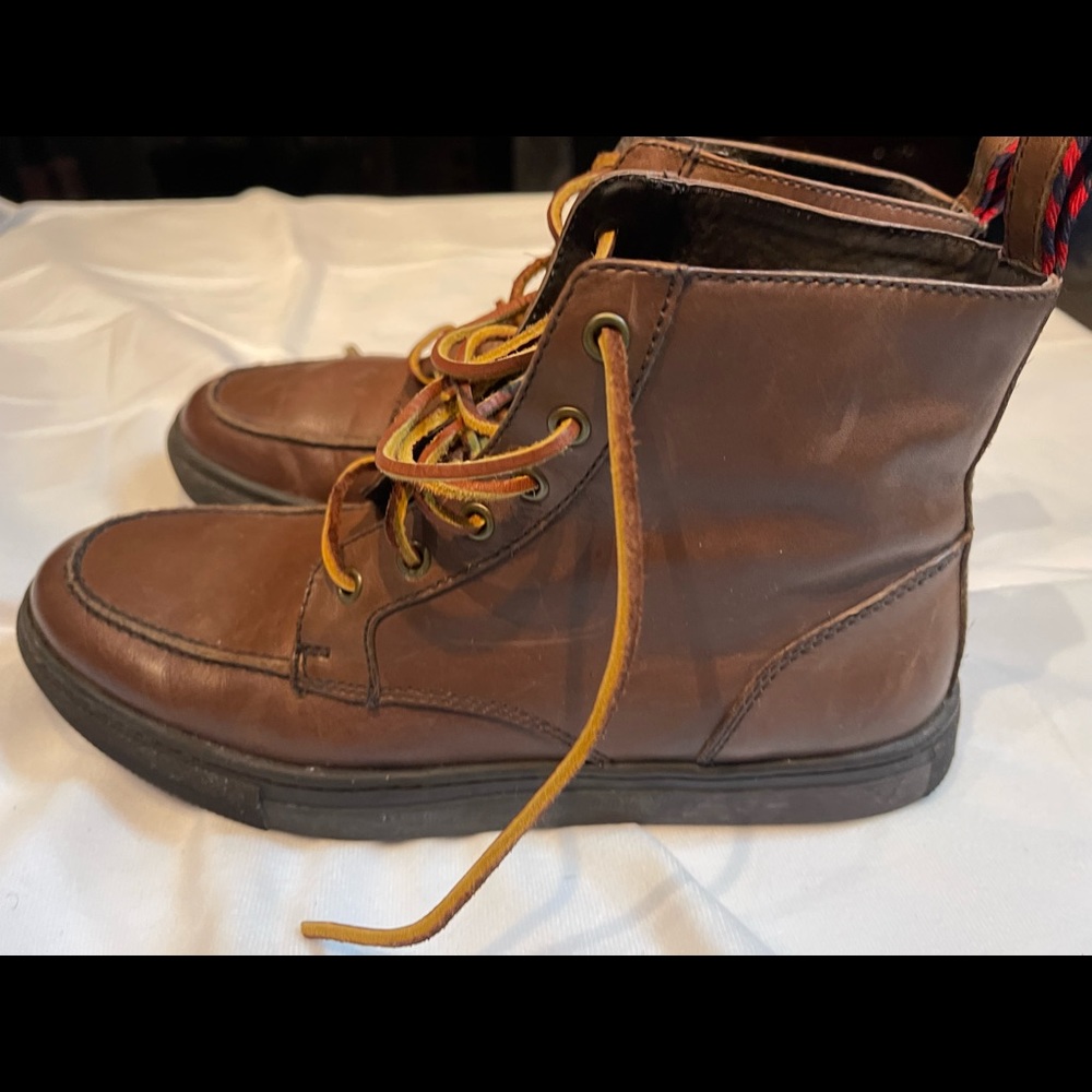 Brown Polo Ralph Lauren Lace Up High Top Boots Men View 3